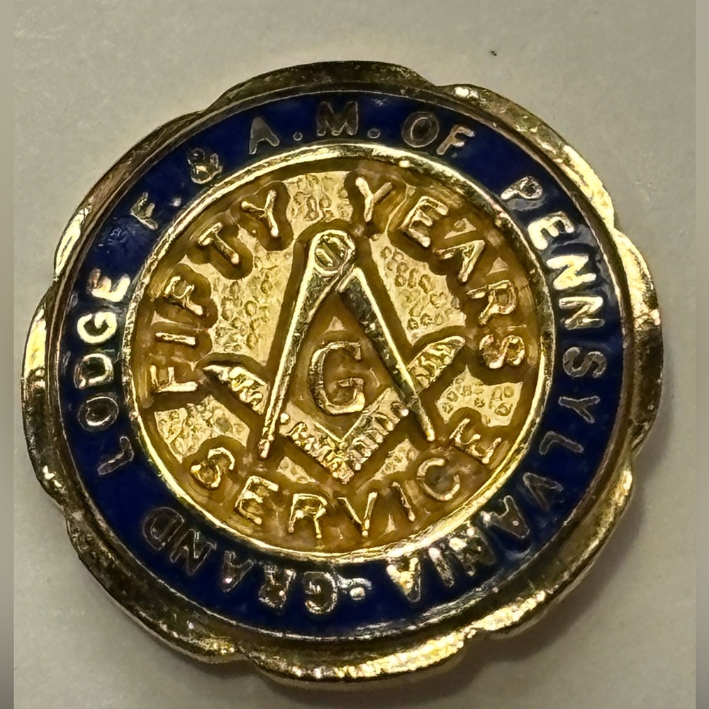 F & A.M Grand Lodge of Pennsylvania 50 Years Service Pin.